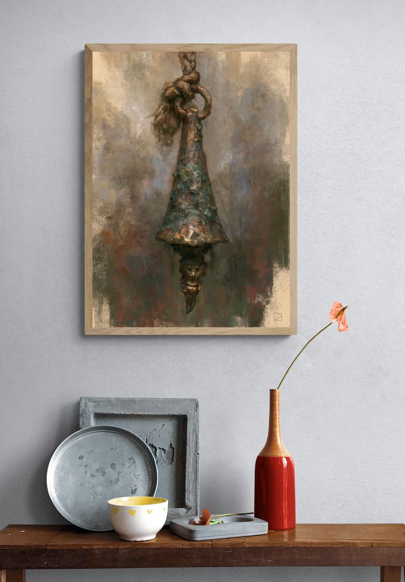 Rustic Bell Still Life Print. — room view 3