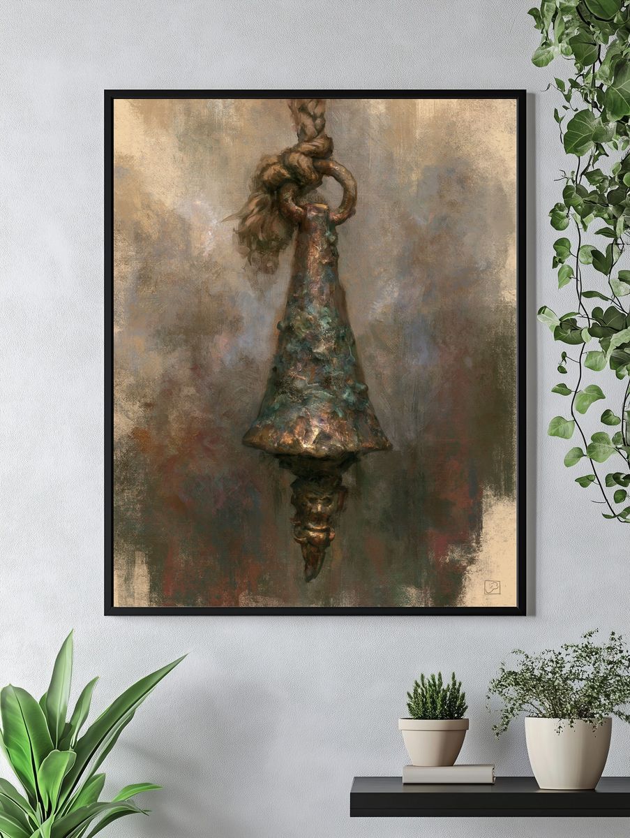 Rustic Bell Still Life Print. — room view 4