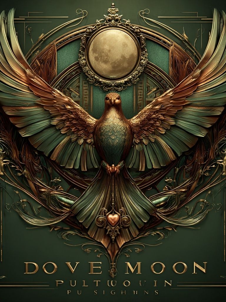 Dove Moon Art Nouveau Print. poster — fine-art art