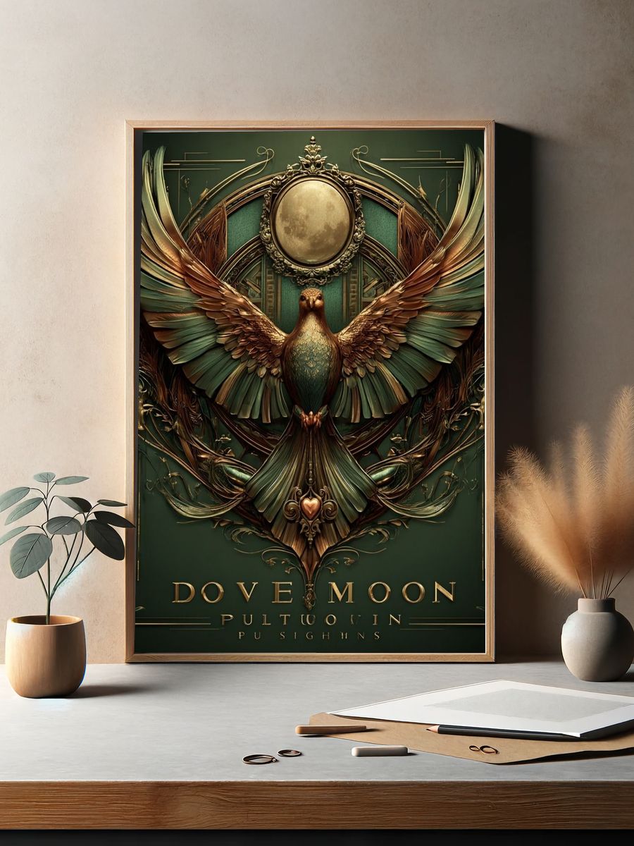 Dove Moon Art Nouveau Print. — room view 2