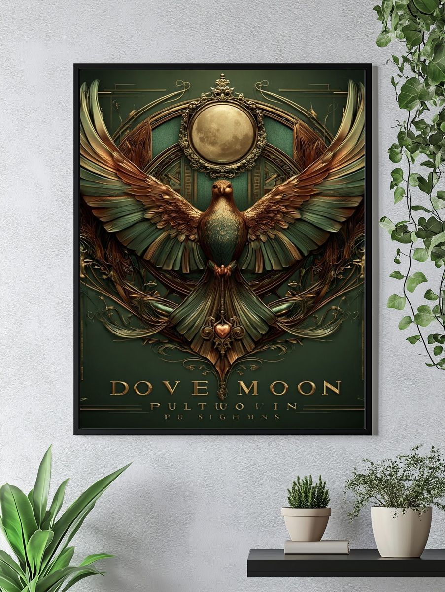 Dove Moon Art Nouveau Print. — room view 4