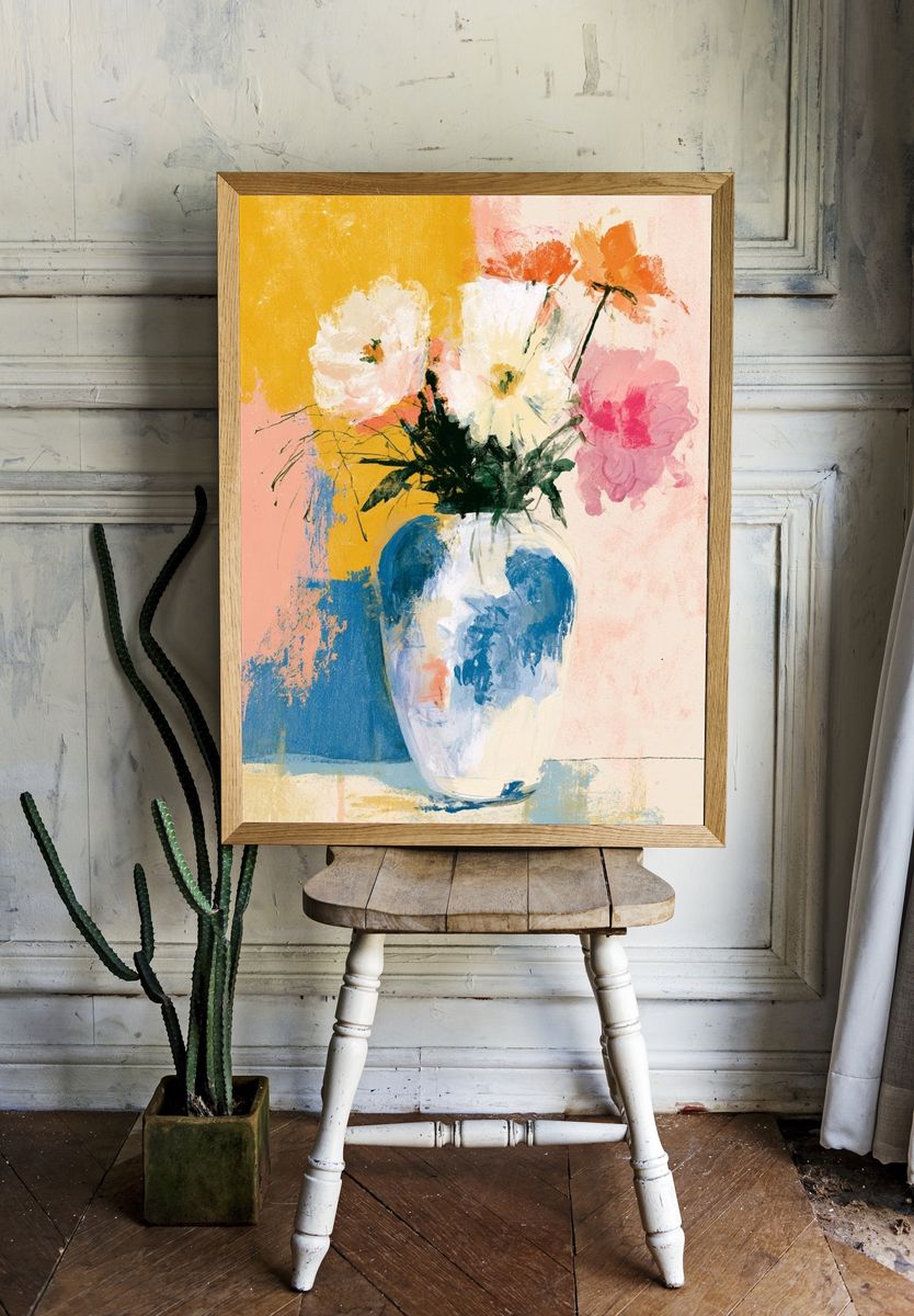 Abstract Floral Vase Fine-Art Poster. room preview