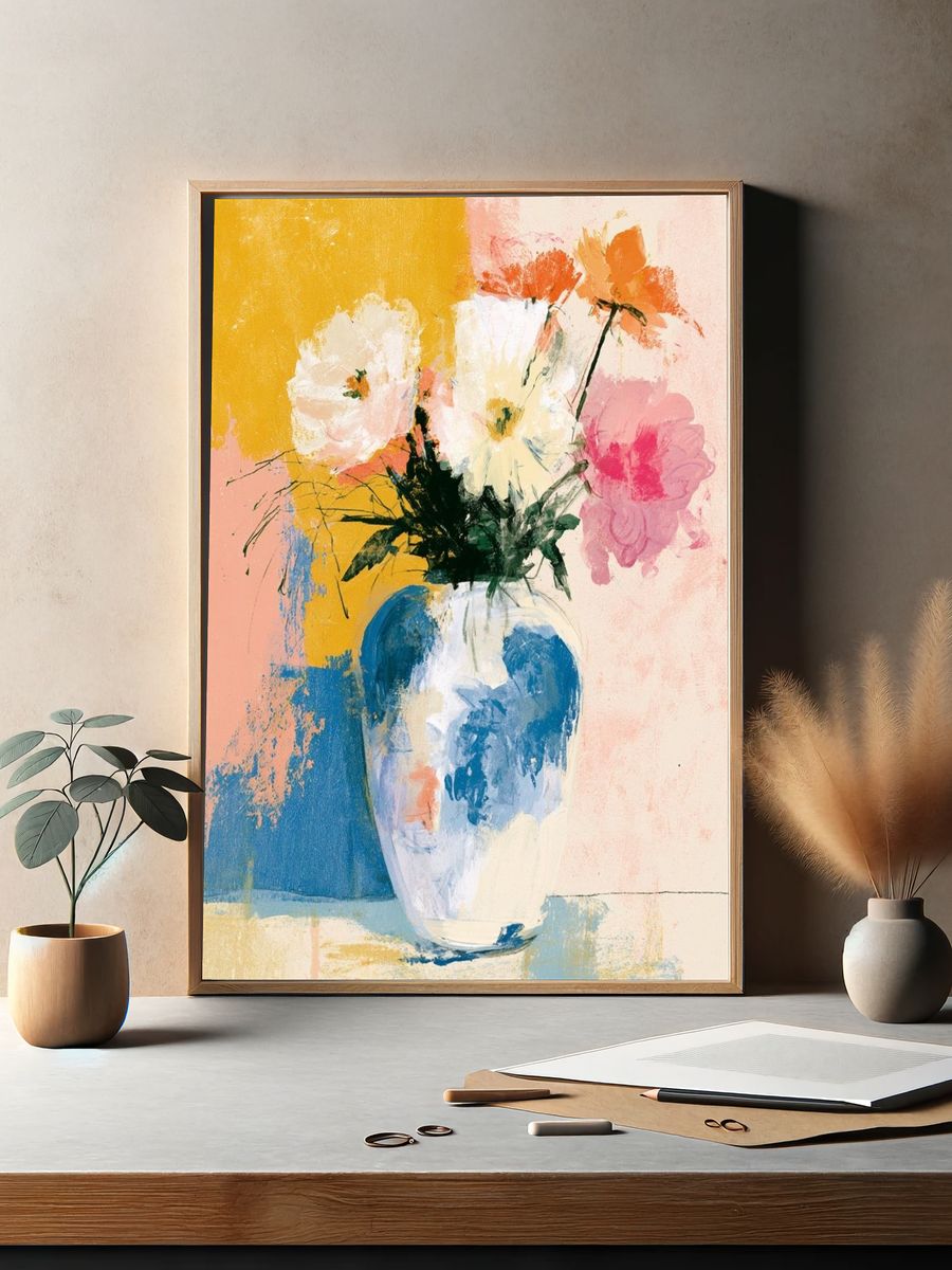 Abstract Floral Vase Fine-Art Poster. — room view 2