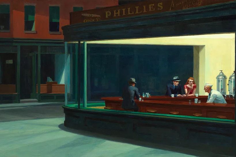 Nighthawks (1942) oil painting Edward. poster detail