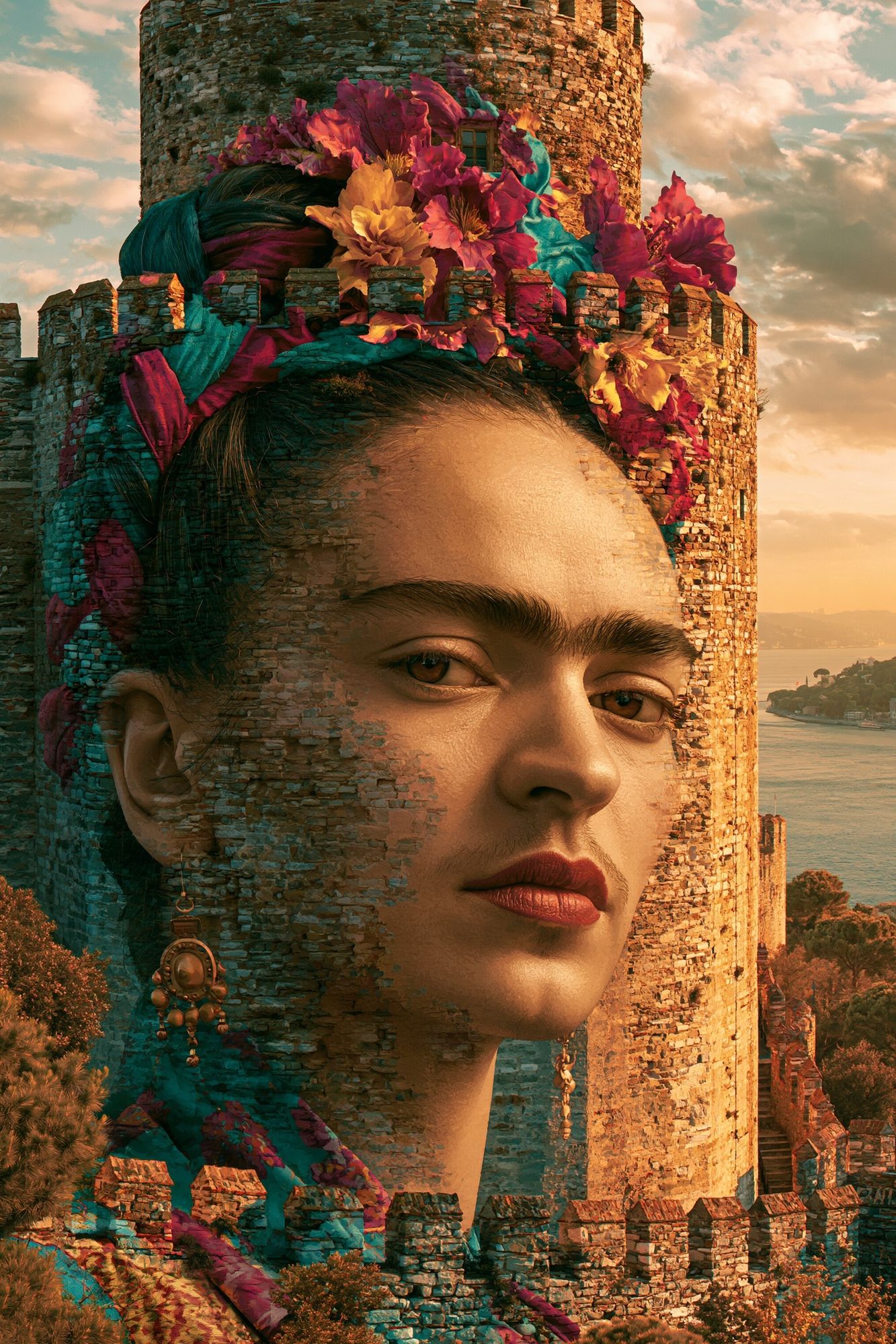 Frida Castle Surrealism Print. poster detail