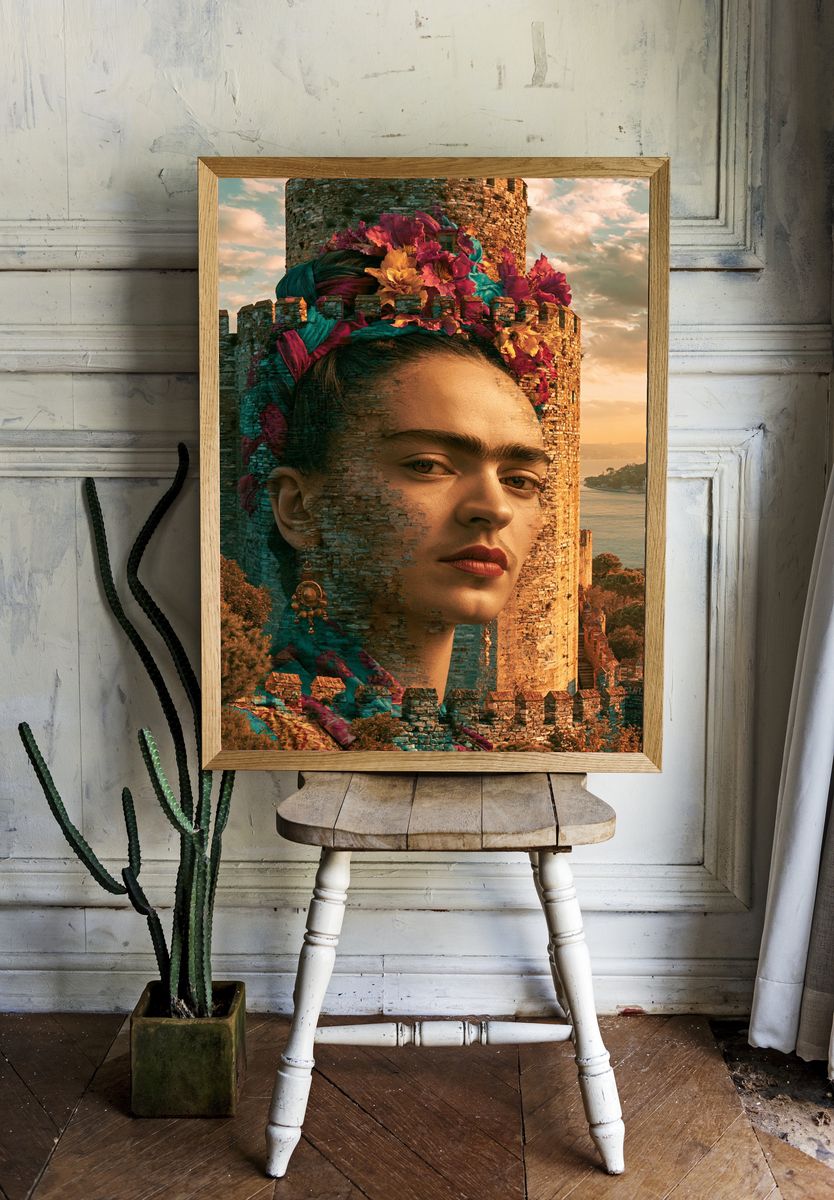 Frida Castle Surrealism Print. room preview