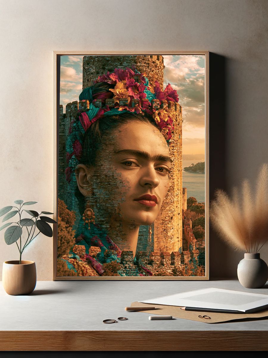 Frida Castle Surrealism Print. — room view 2