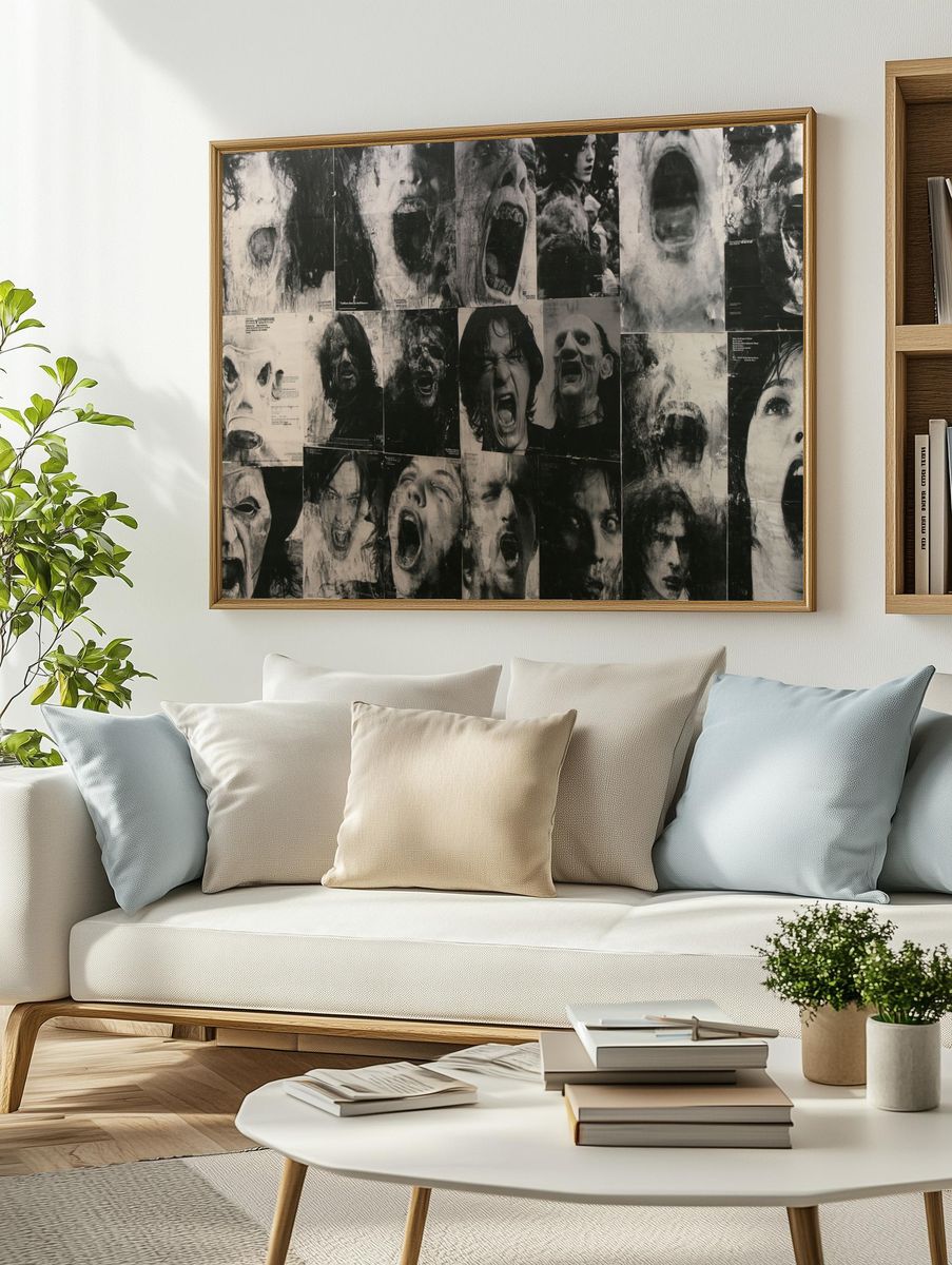 Screaming Faces Collage Poster. — room view 2