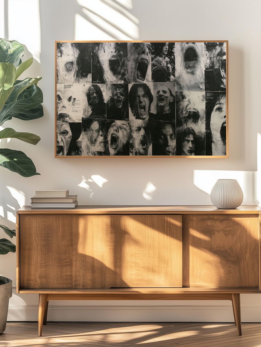 Screaming Faces Collage Poster. — room view 3