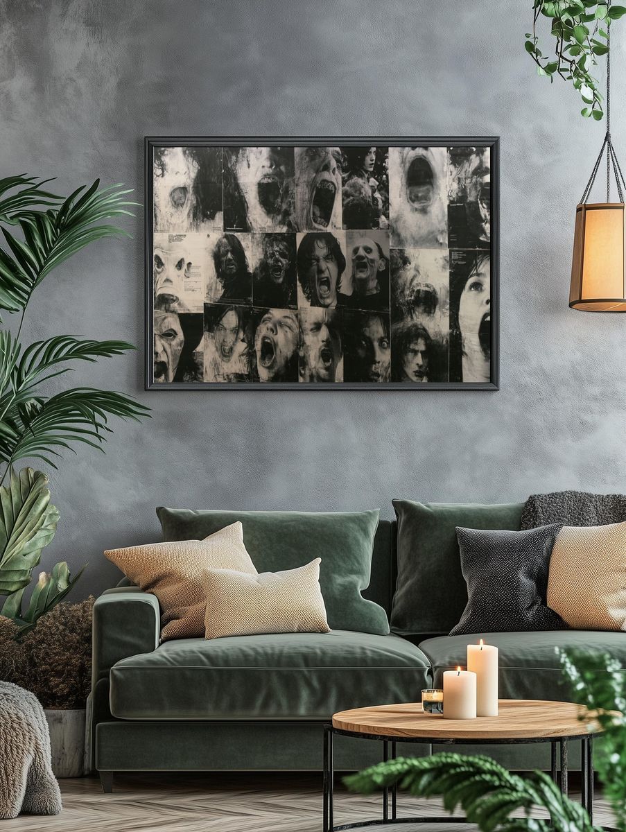 Screaming Faces Collage Poster. — room view 4