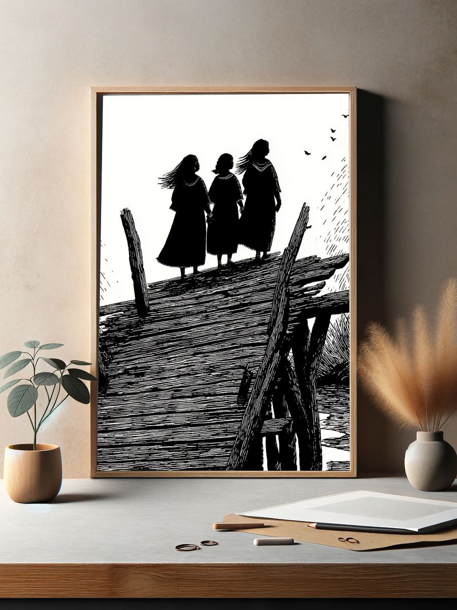 Three Figures on a Bridge Print. — room view 2