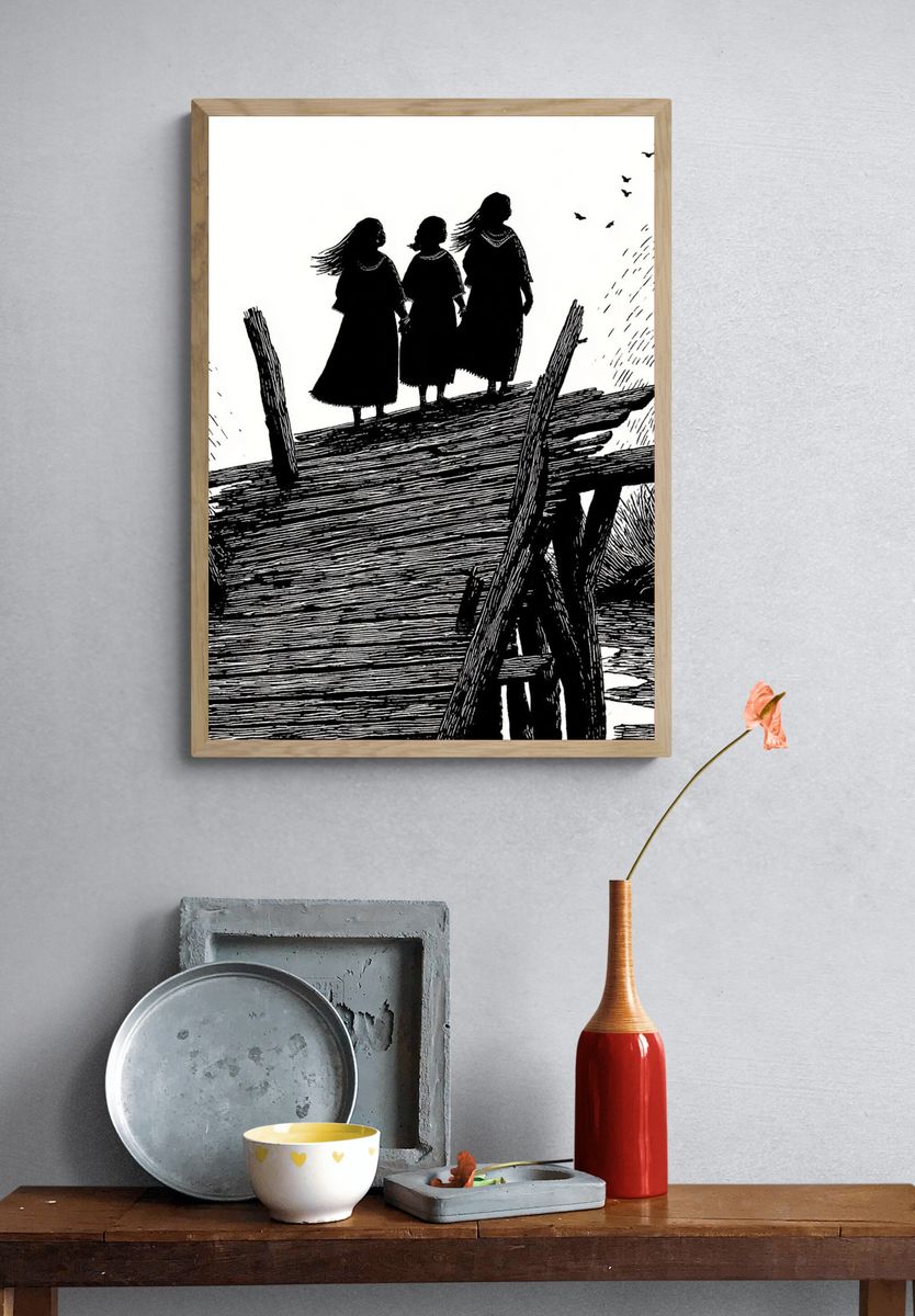 Three Figures on a Bridge Print. — room view 3