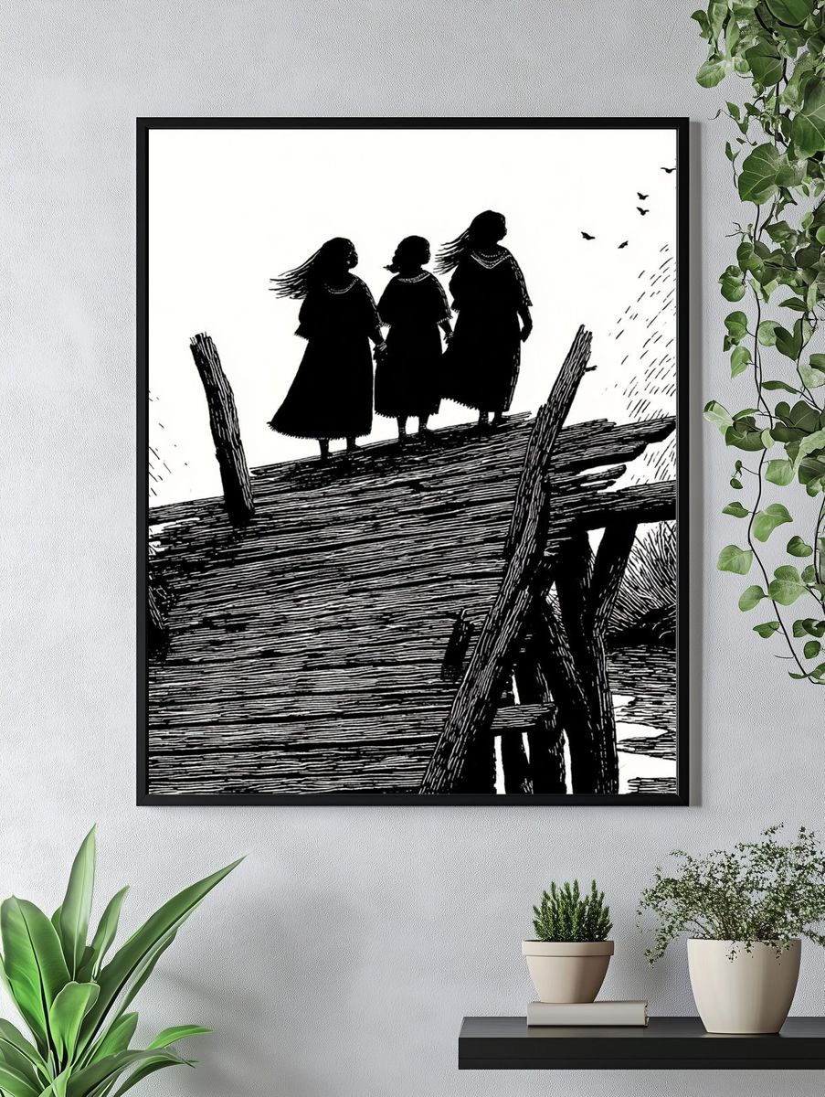 Three Figures on a Bridge Print. — room view 4