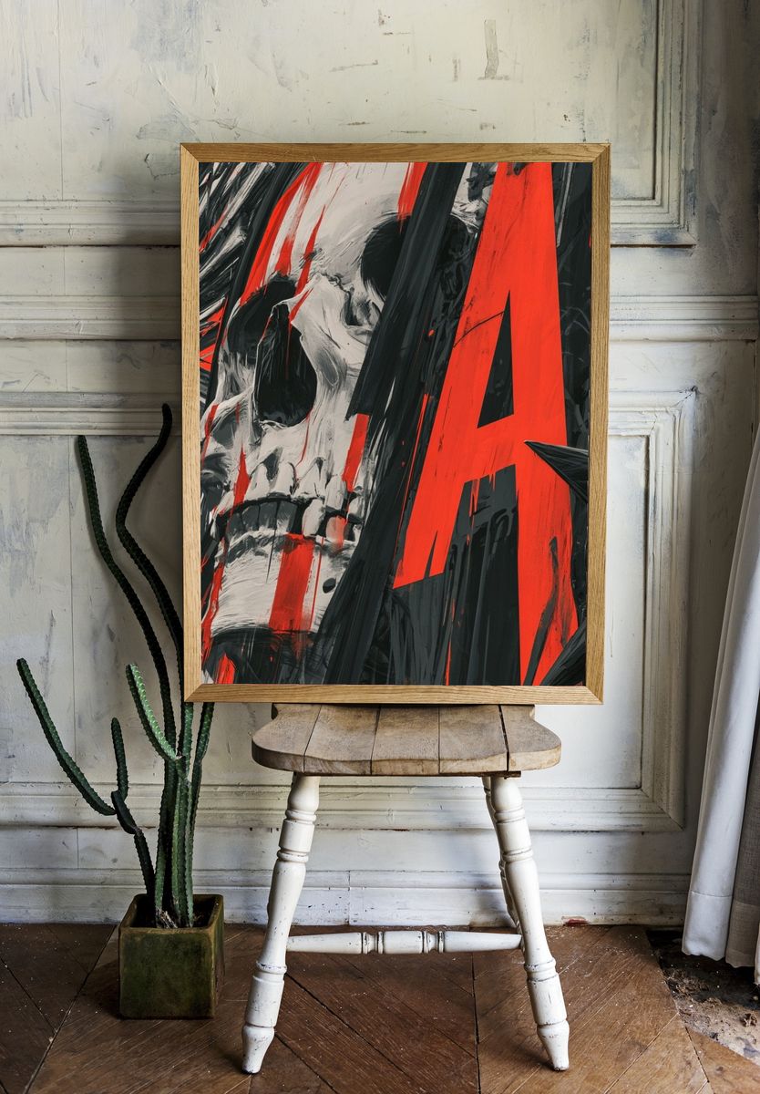 Skull Graffiti Abstract Print. room preview