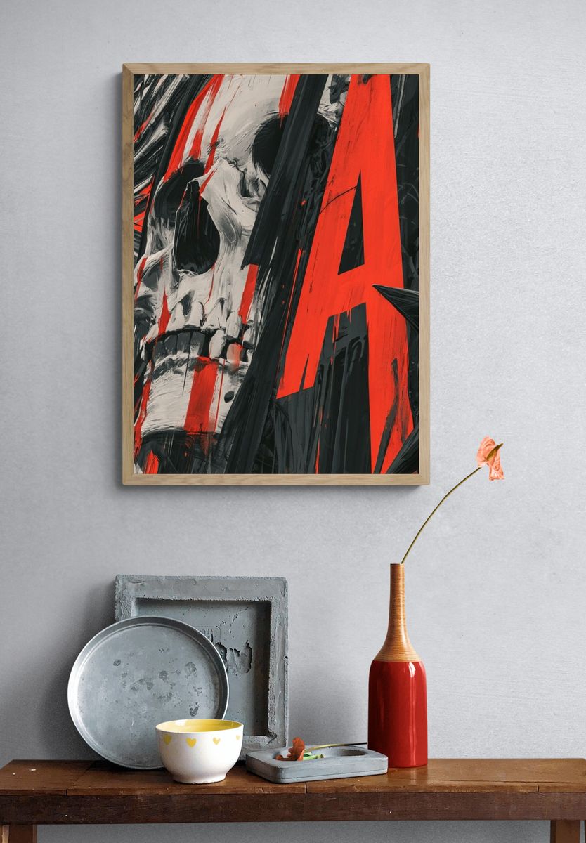 Skull Graffiti Abstract Print. — room view 3