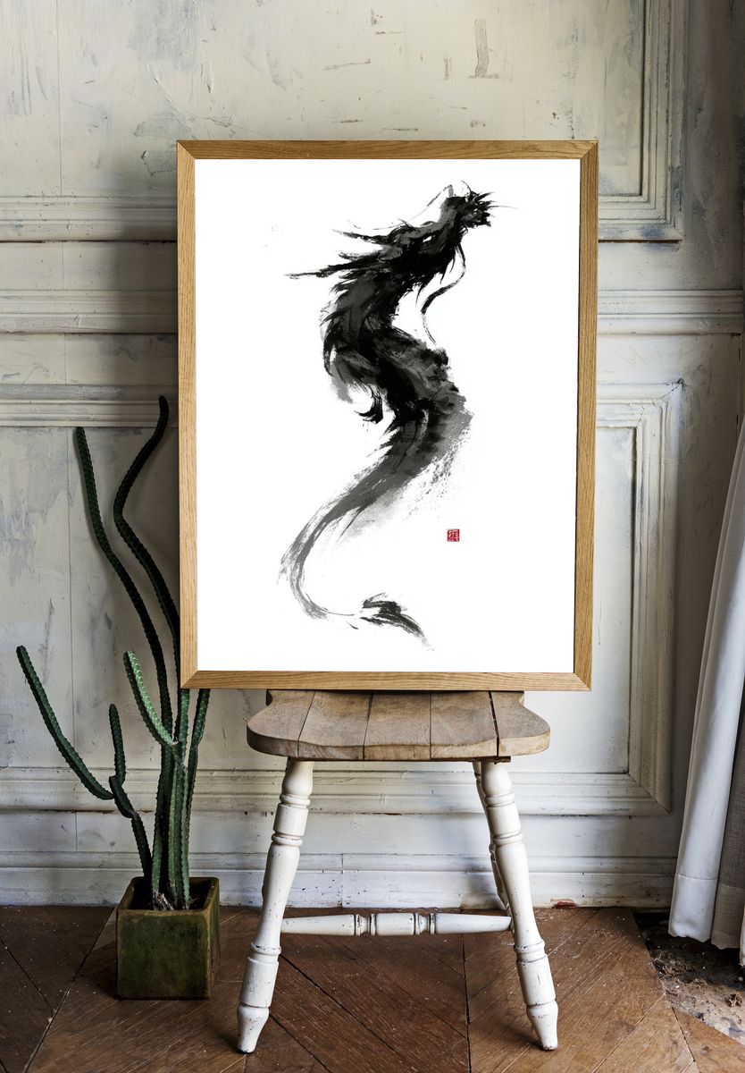 Ink Horse Silhouette Print. room preview