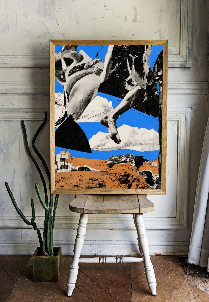 Surreal Ruins Collage Print. room preview