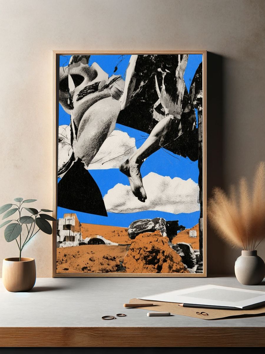 Surreal Ruins Collage Print. — room view 2