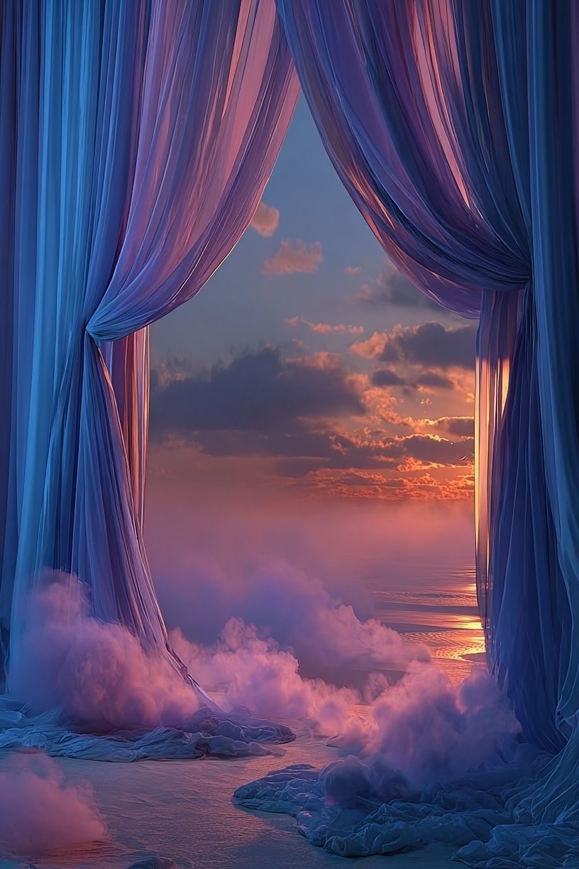 Dreamy Seascape Curtains Print. poster — fine-art art