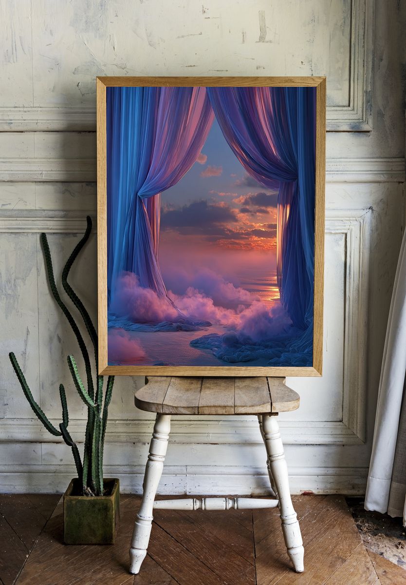 Dreamy Seascape Curtains Print. — room view 1