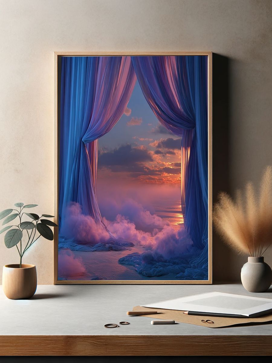 Dreamy Seascape Curtains Print. — room view 2