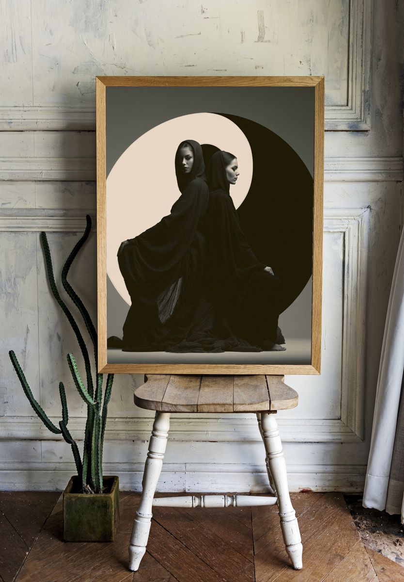 Dual Figure Surrealism Print. room preview