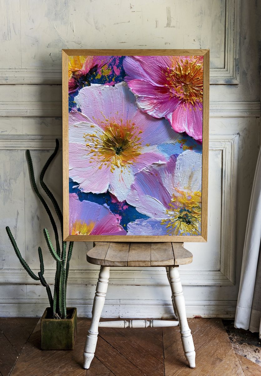Pastel Floral Impasto Poster. room preview