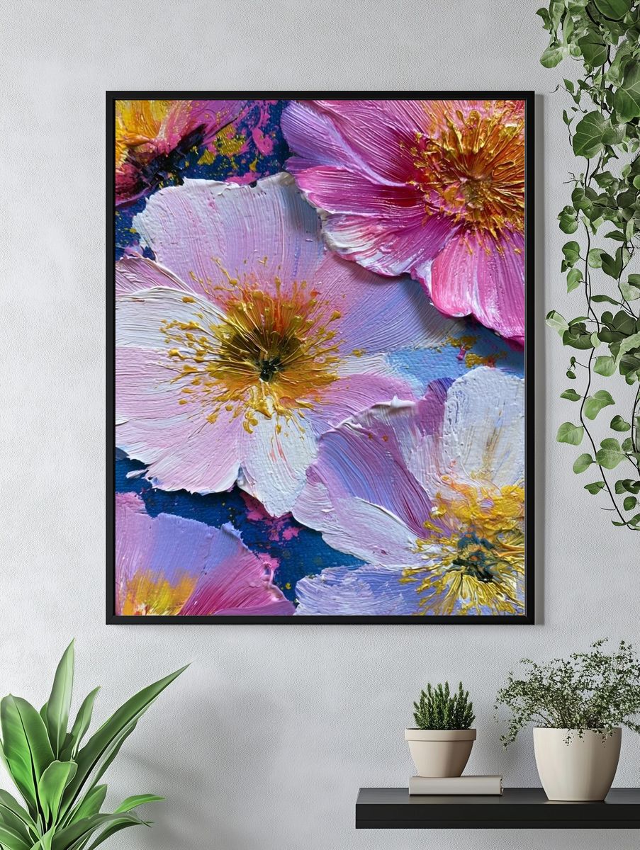Pastel Floral Impasto Poster. — room view 4