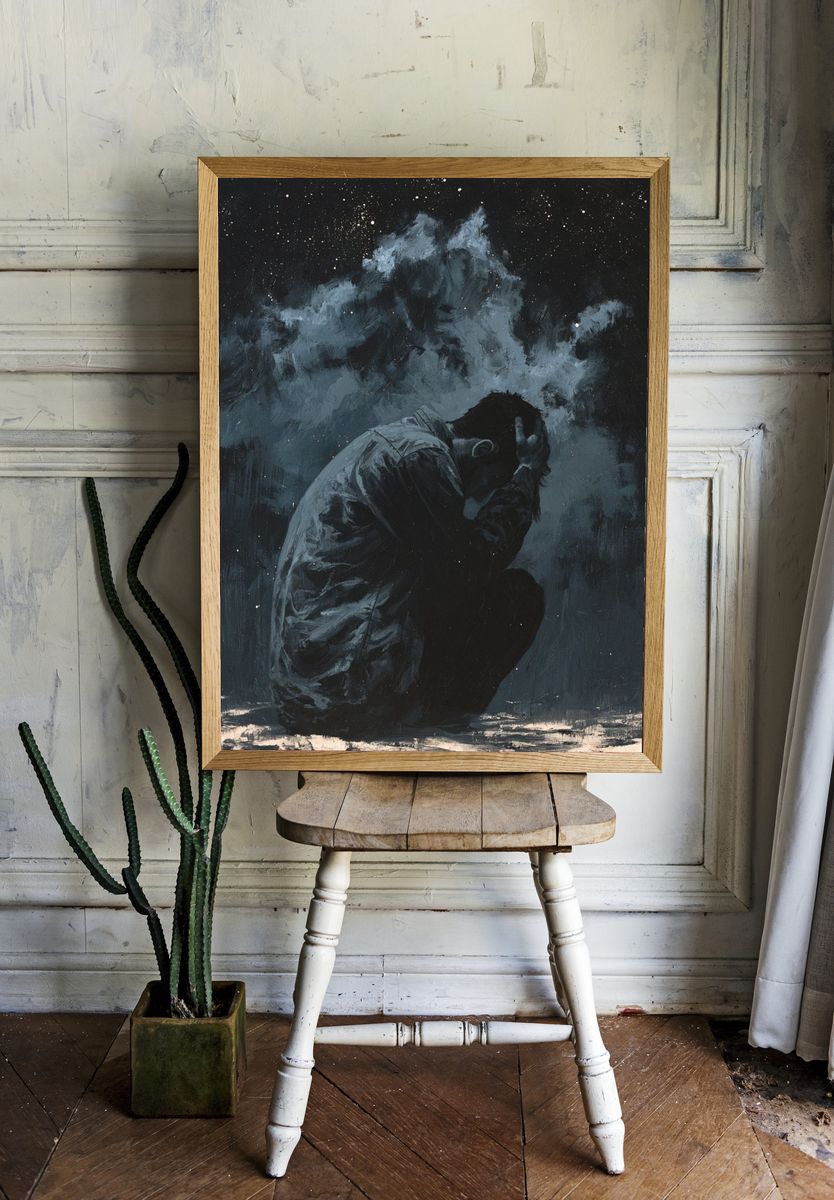 Moonlit Harbor Ship Print. — room view 1