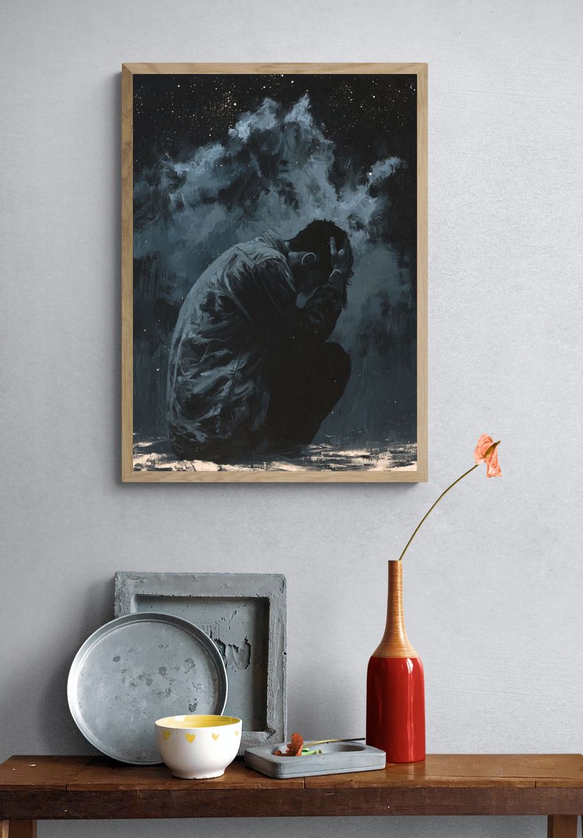 Moonlit Harbor Ship Print. — room view 3