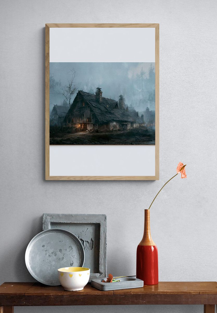 Misty Cabin in the Woods Poster. — room view 3