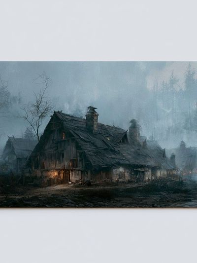 Misty Cabin in the Woods Poster. poster