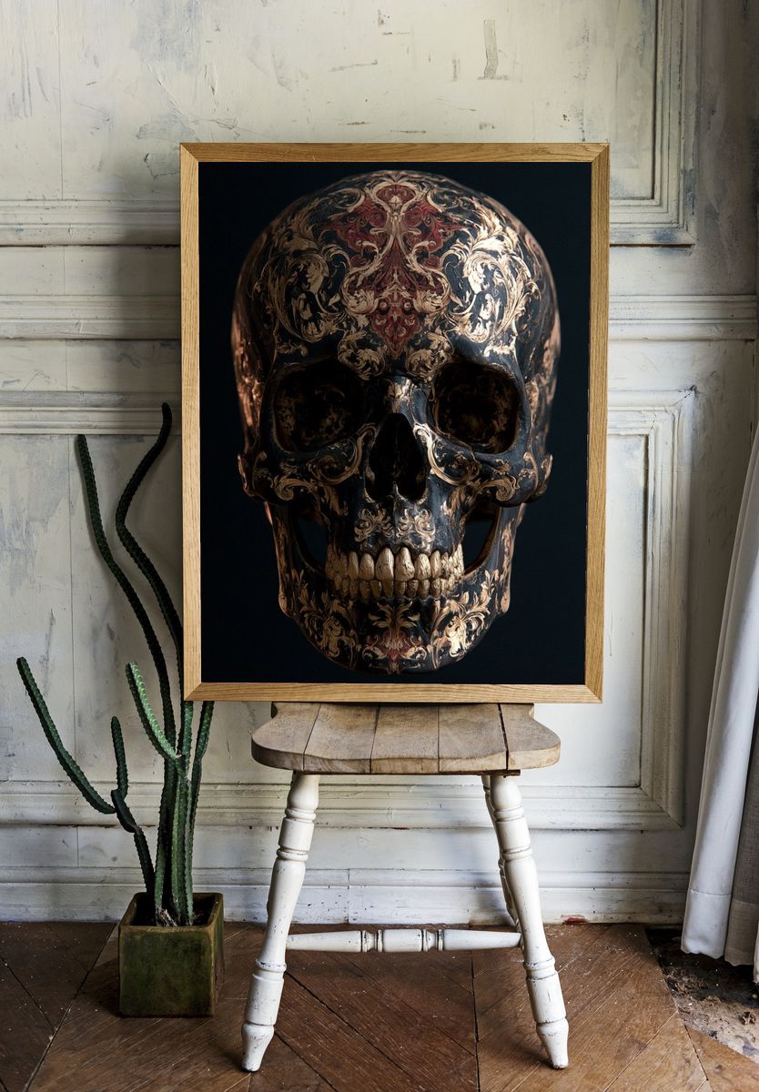 Ornate Baroque Skull Poster. room preview