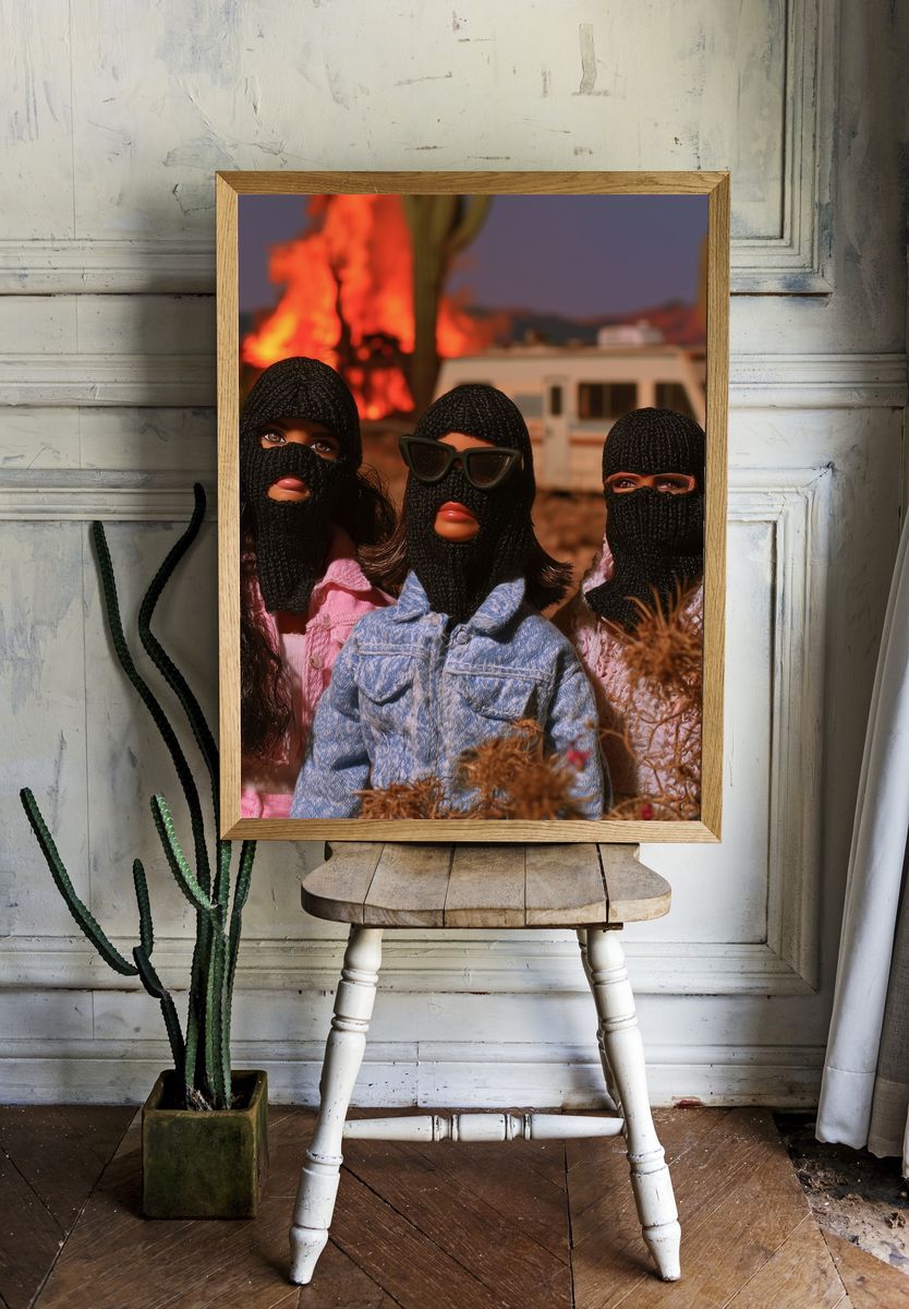 Masked Dolls Desert Fire Poster. — room view 1