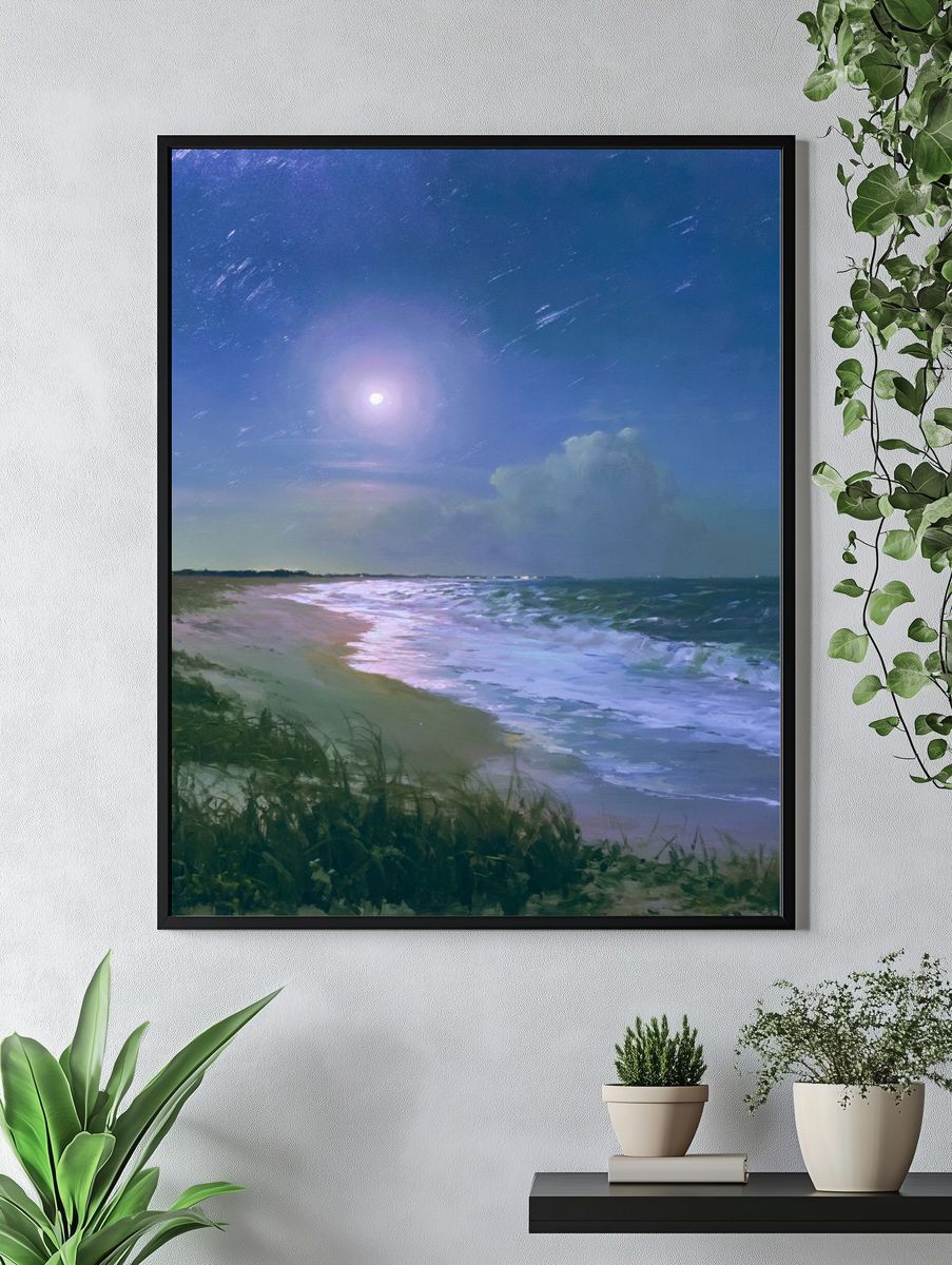 Moonlit Shoreline — Fine-Art Print. — room view 4