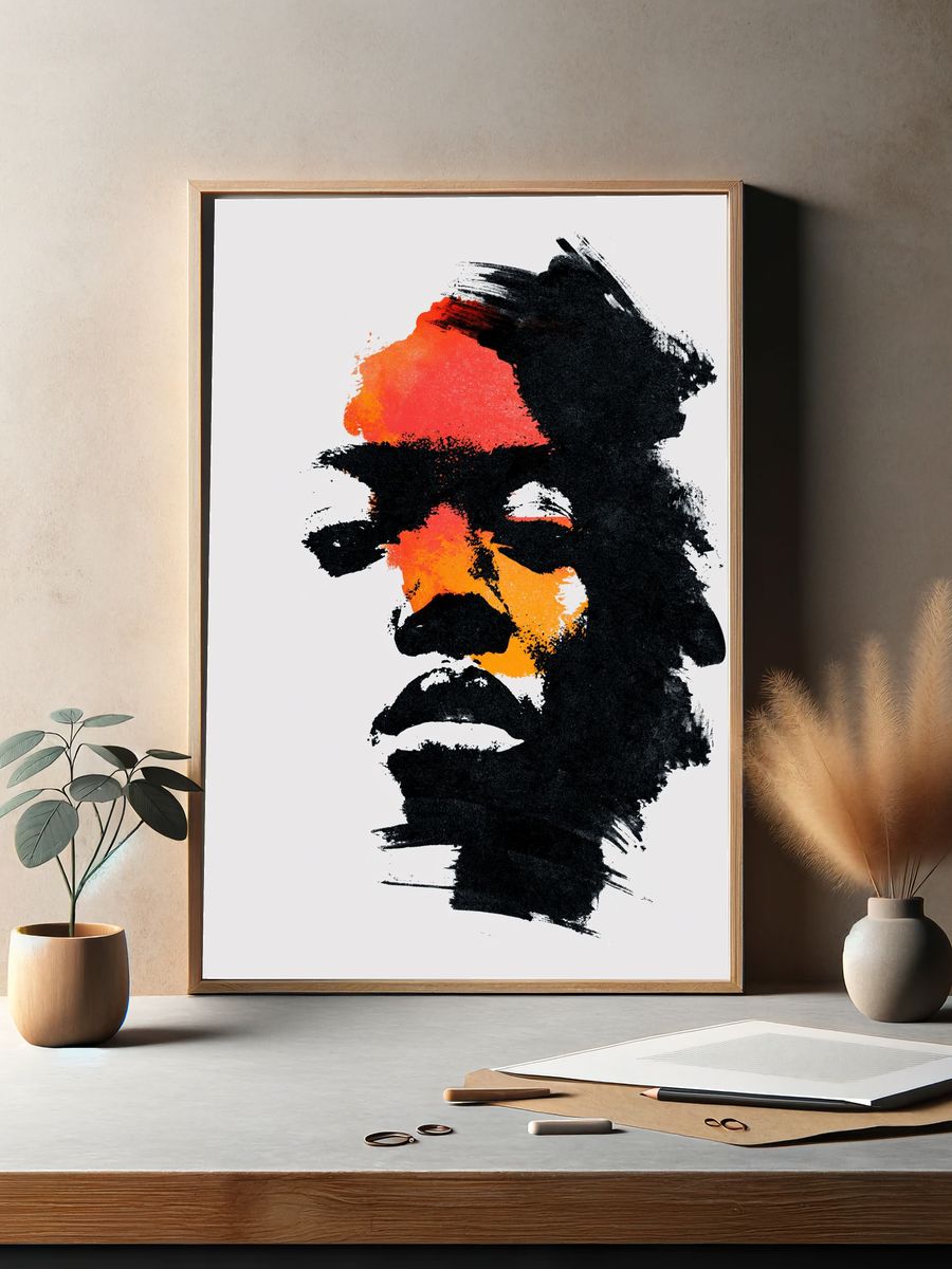 Abstract Face Brushstroke Poster. — room view 2