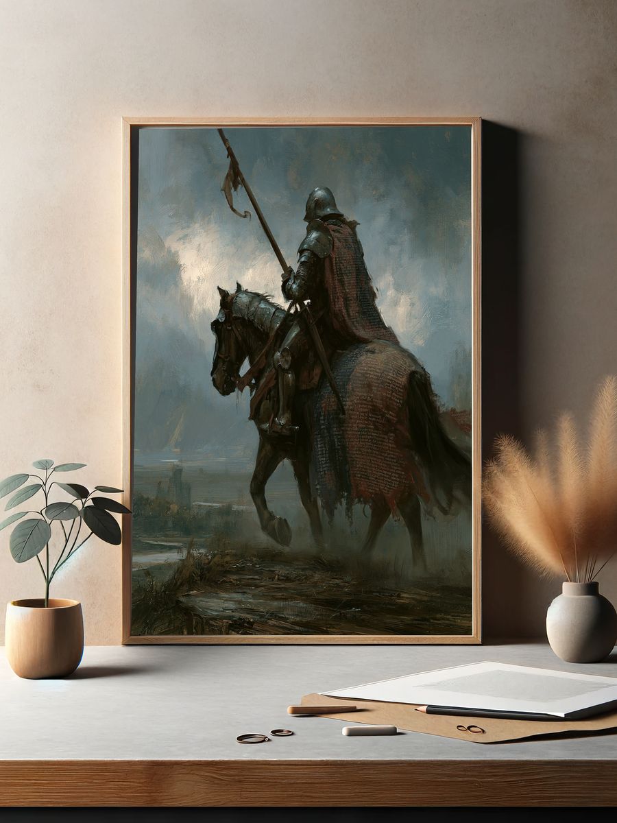Armored Knight on Horse — Fantasy Print. — room view 2