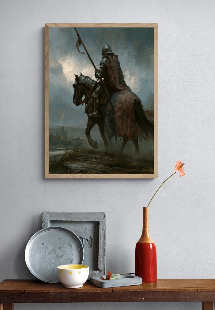 Armored Knight on Horse — Fantasy Print. — room view 3