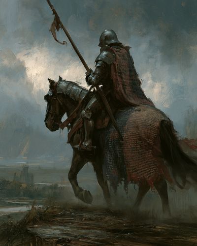 Armored Knight on Horse — Fantasy Print. poster
