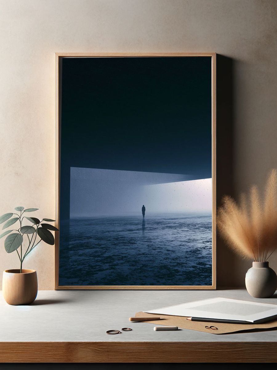 Solitary Figure in Blue Light Print. — room view 2