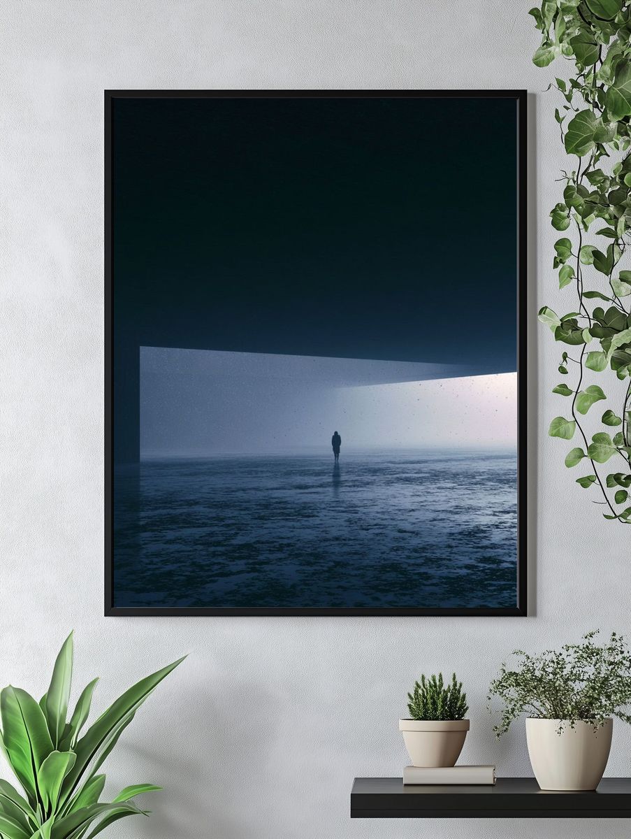 Solitary Figure in Blue Light Print. — room view 4