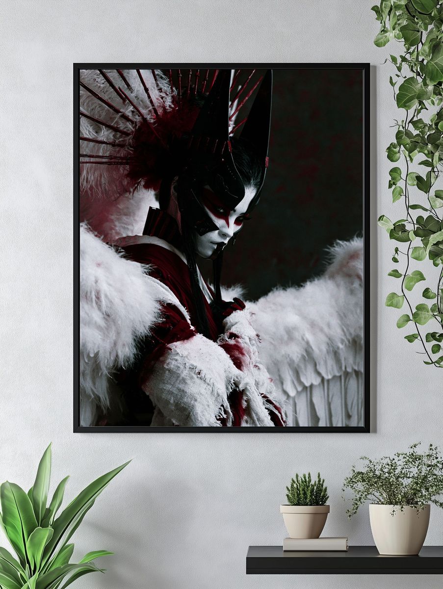 Crimson Geisha Portrait Print. — room view 4