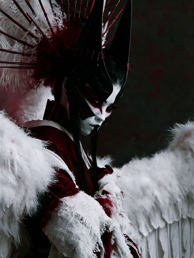 Crimson Geisha Portrait Print. poster