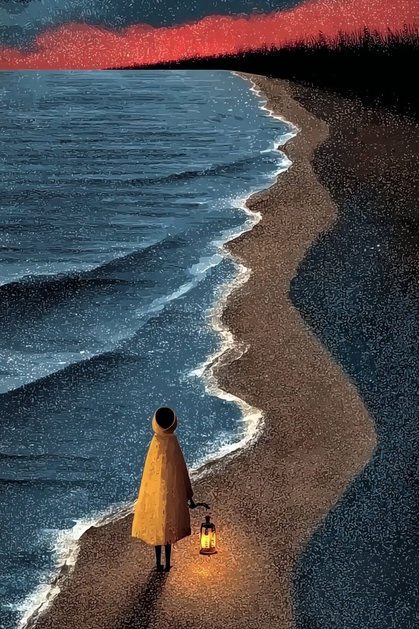 Lonely Shoreline Surrealism Print. poster detail