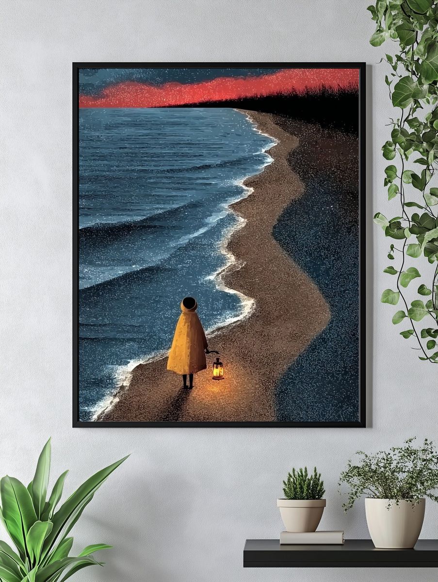 Lonely Shoreline Surrealism Print. — room view 4