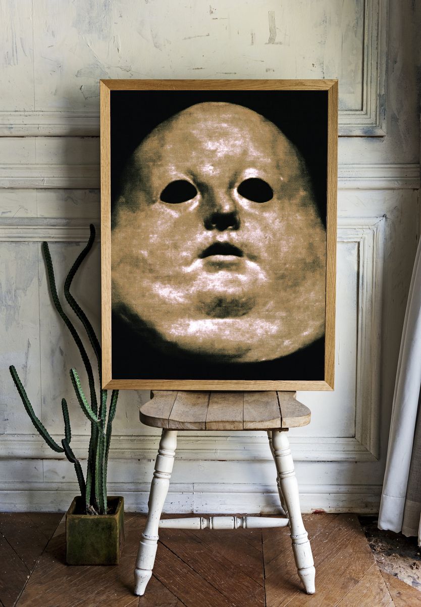 Surreal Mask Portrait Print. room preview