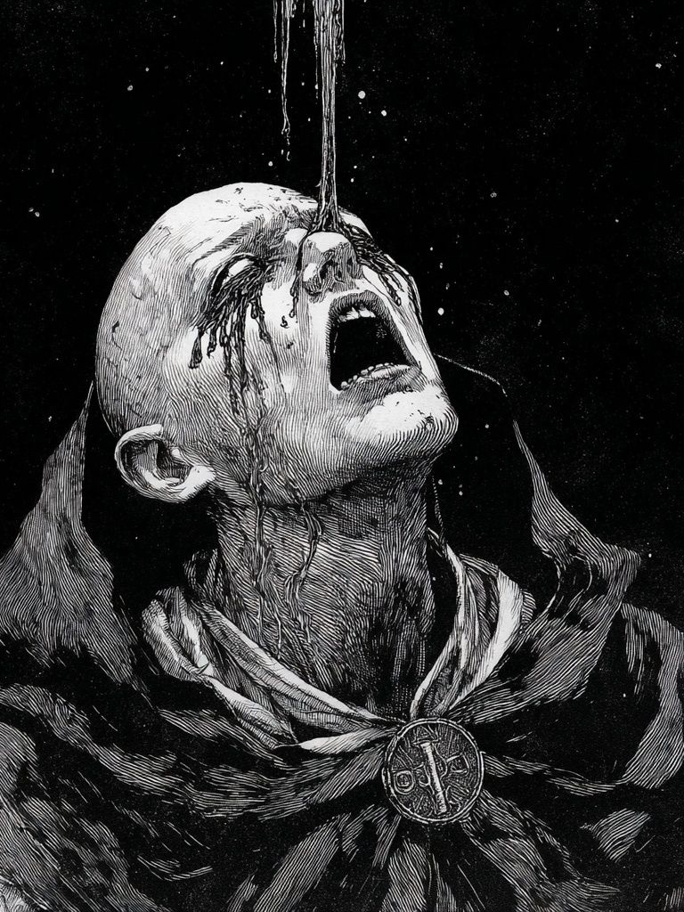 Dark Monastic Suffering Print. poster detail