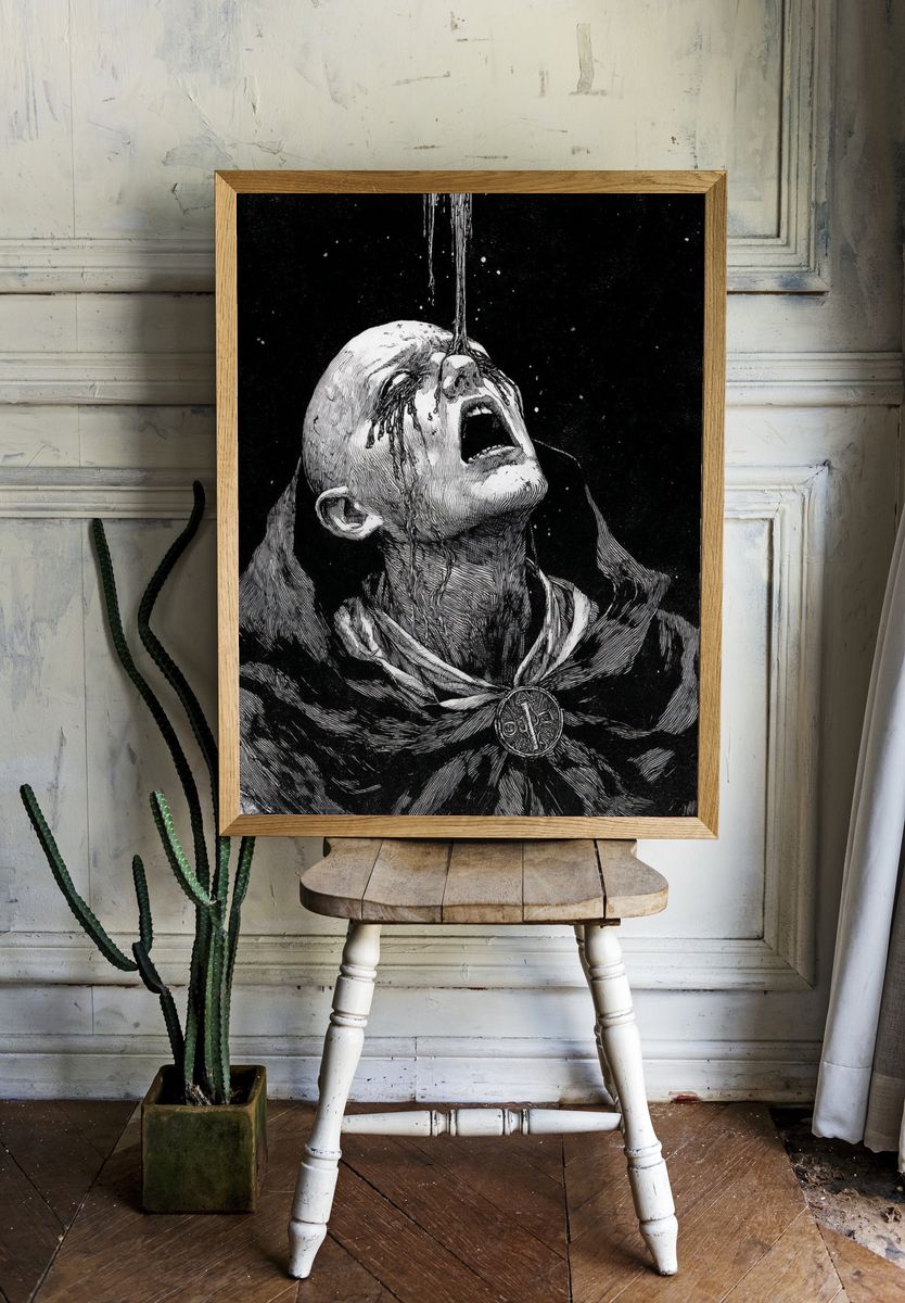 Dark Monastic Suffering Print. — room view 1