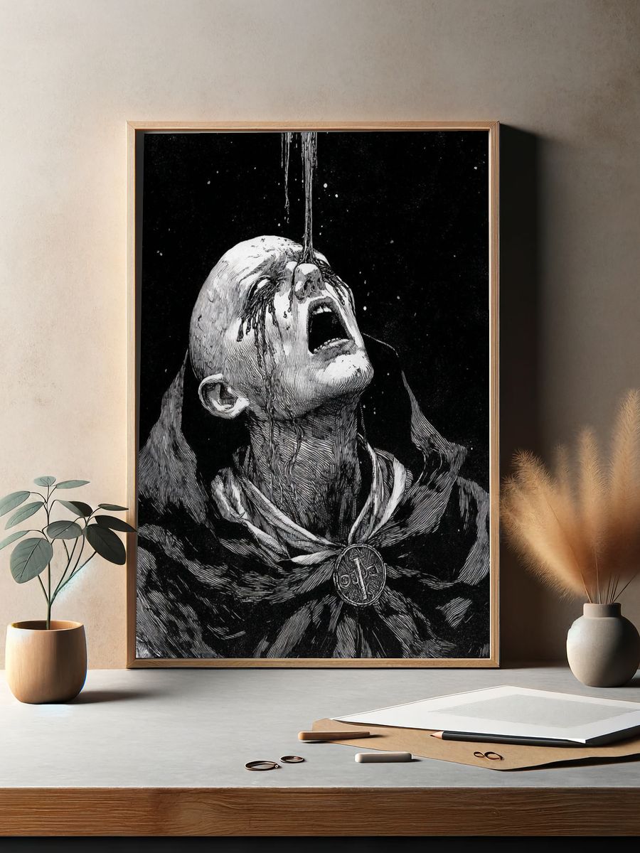 Dark Monastic Suffering Print. — room view 2