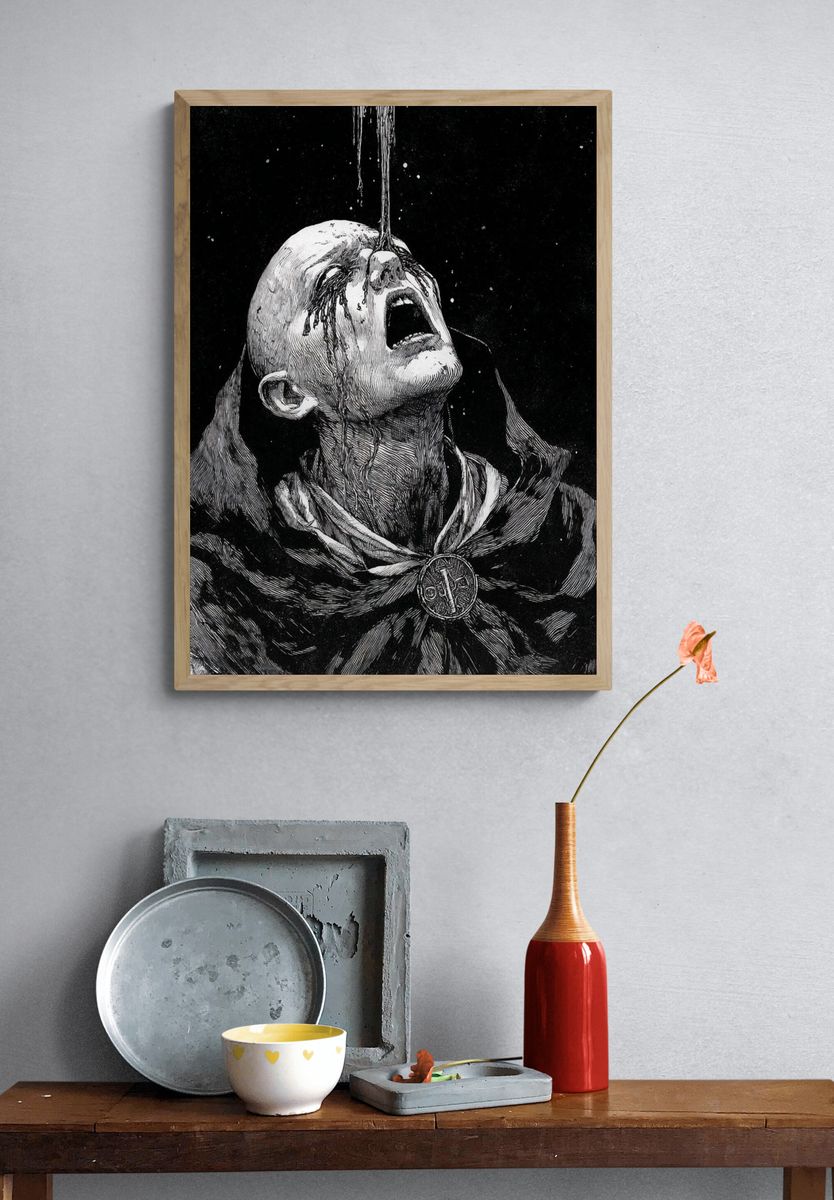 Dark Monastic Suffering Print. — room view 3
